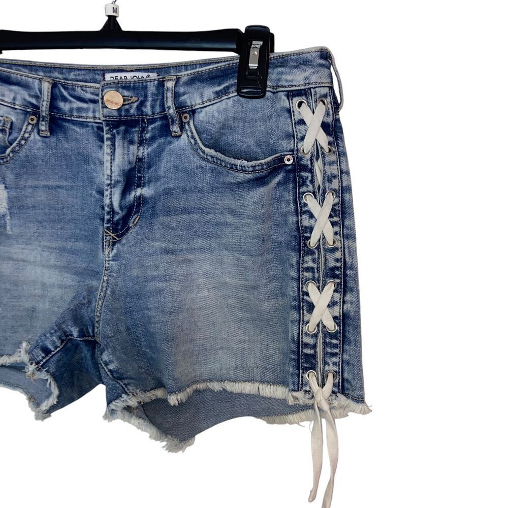Dear John Distressed‎ Denim Shorts Lace-Up Side Detail Heart of the City Size 28 - Picture 9 of 10